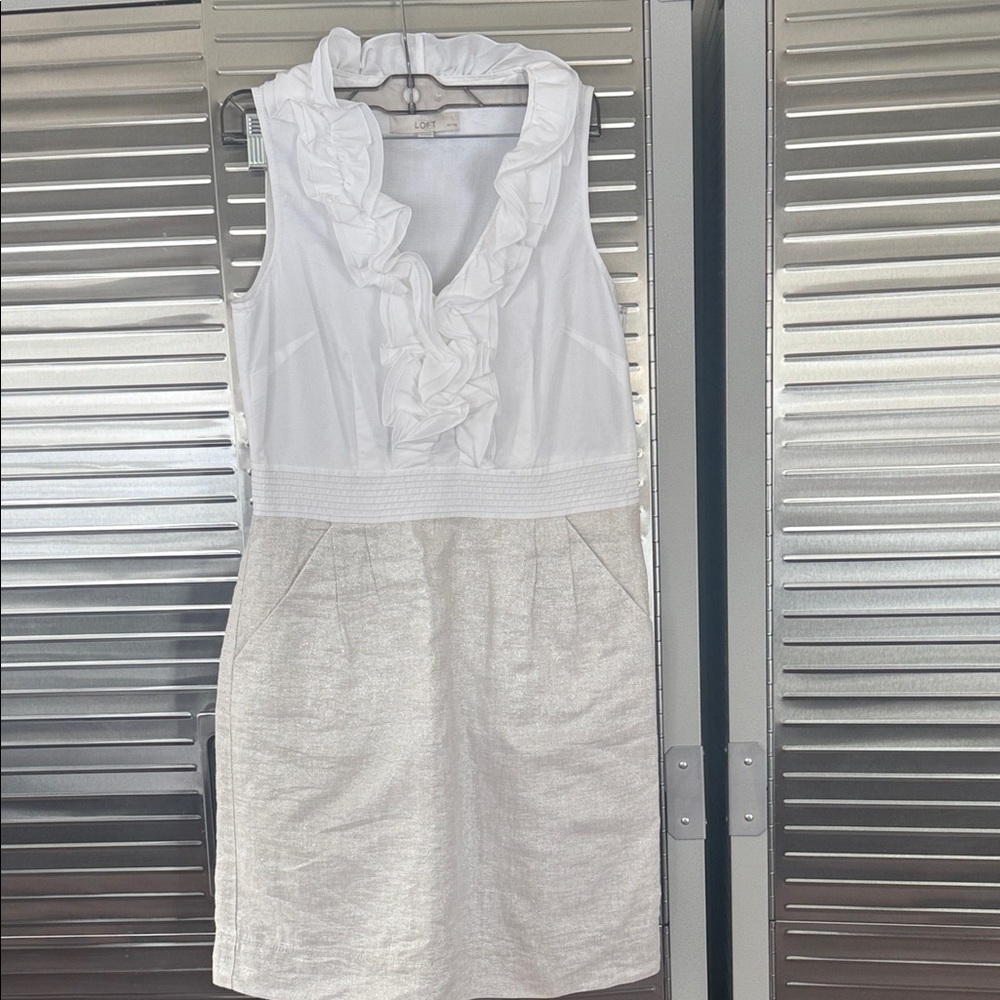 LOFT Elegant White and Cream Mini Dress